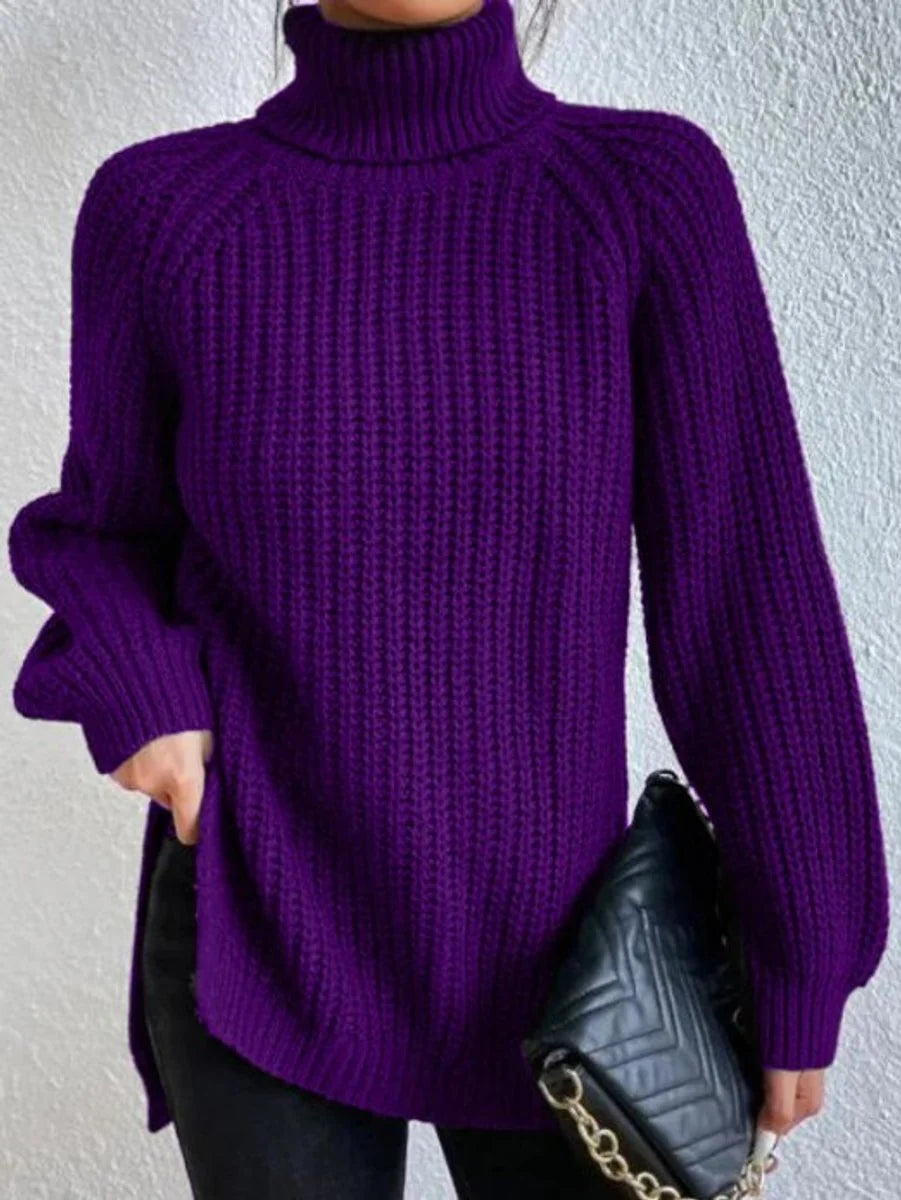 Nuana | Strickpullover Damen Oversize Rollkragen Grobstrick Pullover