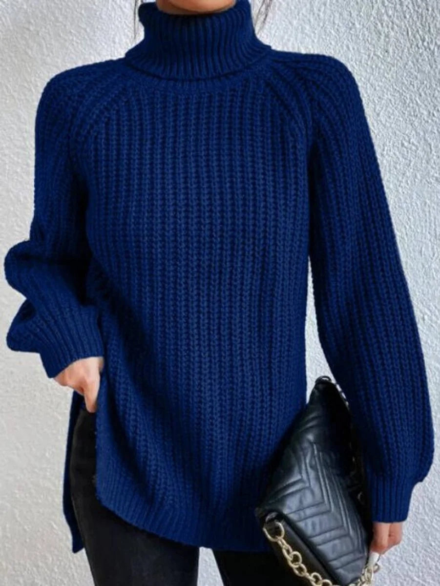 Nuana | Strickpullover Damen Oversize Rollkragen Grobstrick Pullover