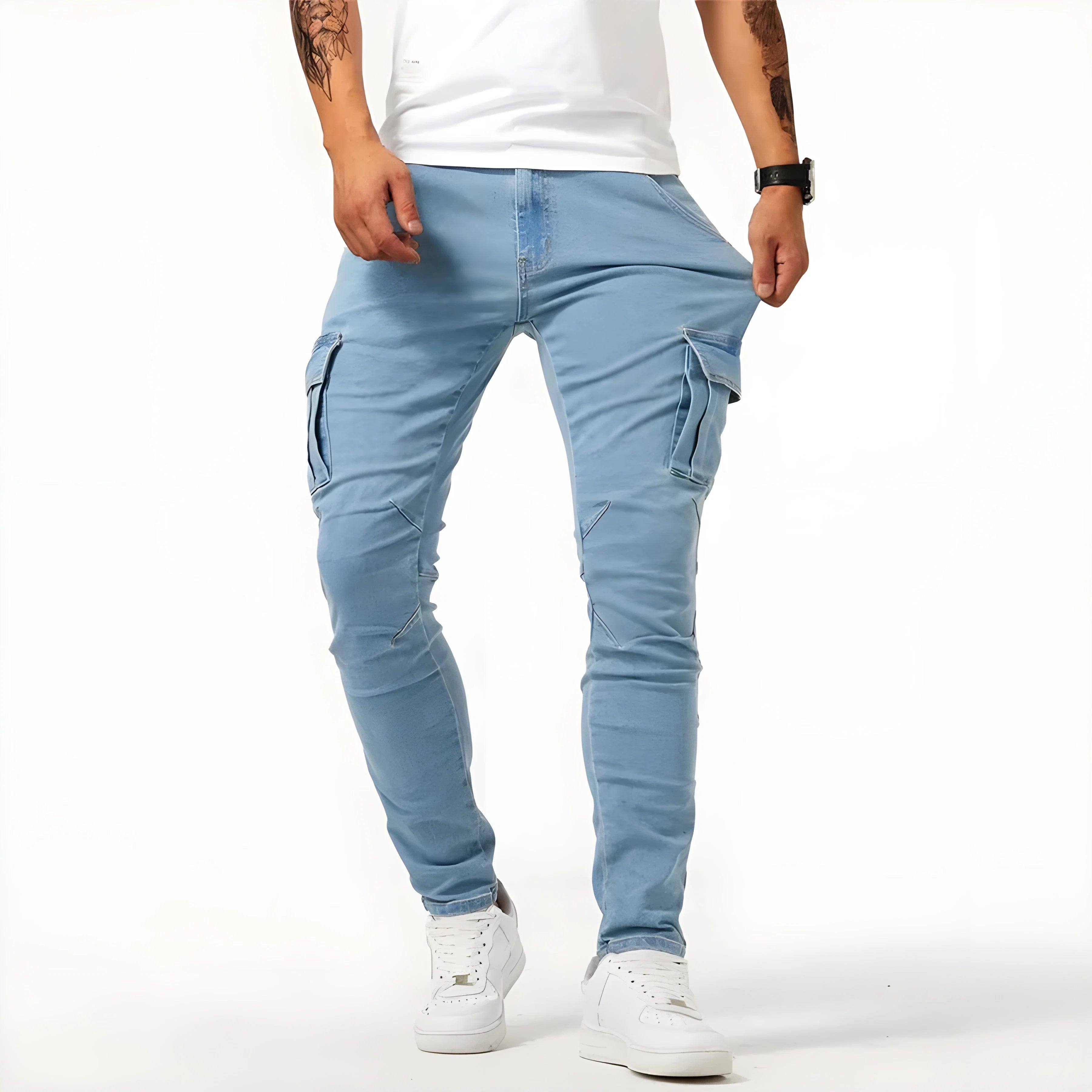 Nuana Tim Herren Trendige Cargohose mit Mehreren Taschen
