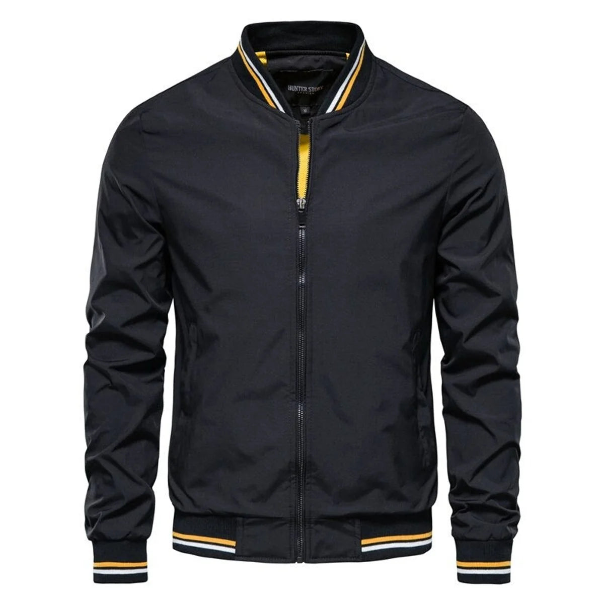 Nuana Tobias Herren Bomber Jacket Unifarben mit Rippbündchen Reißverschluss