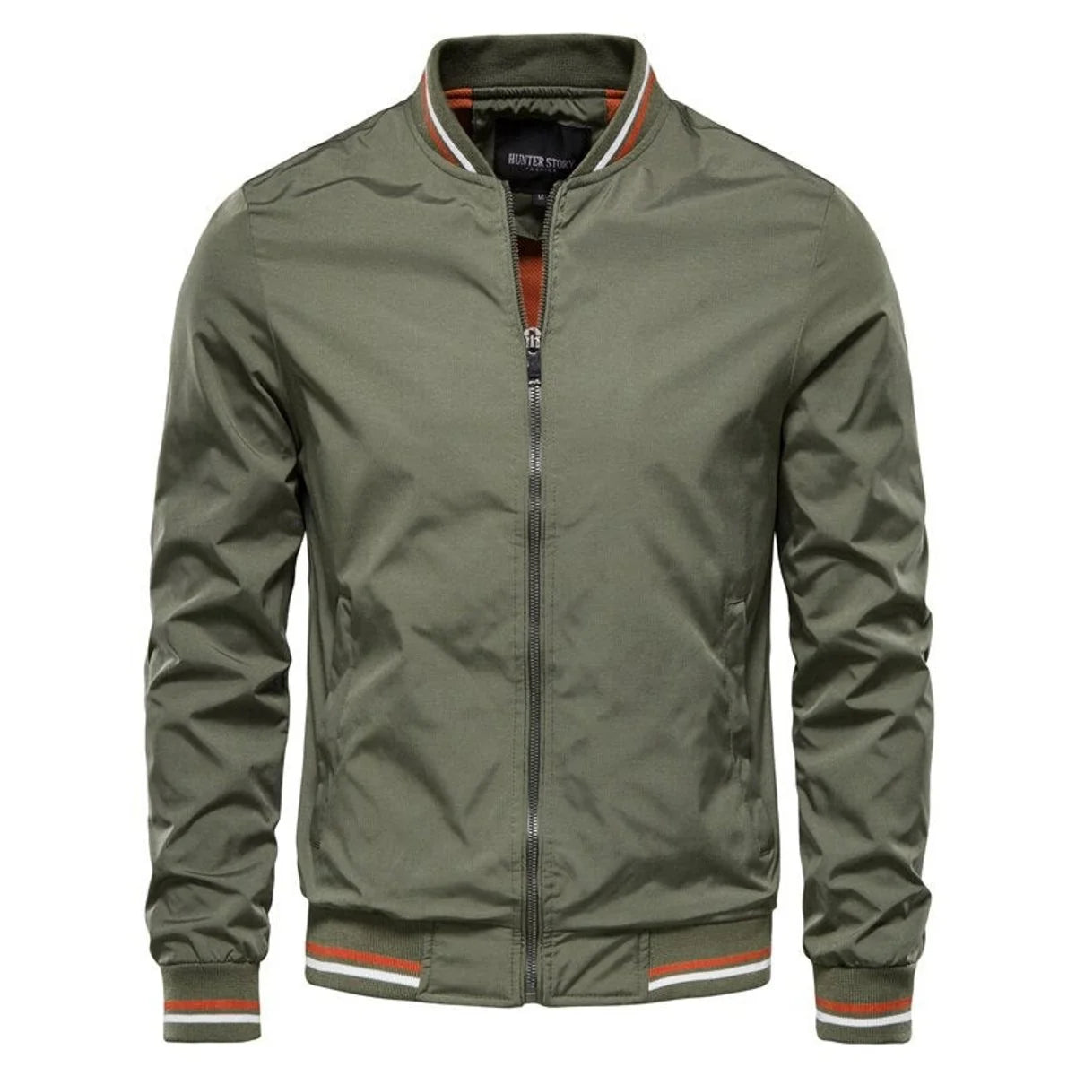 Nuana Tobias Herren Bomber Jacket Unifarben mit Rippbündchen Reißverschluss