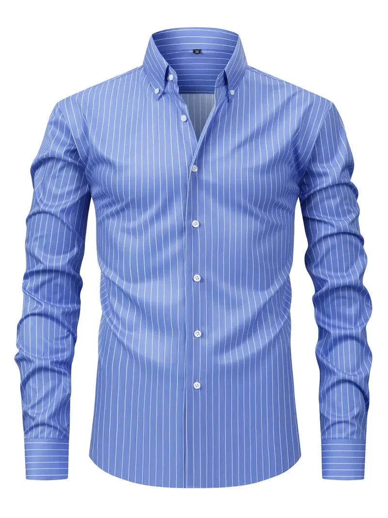 Nuana Tobias Herren Slim Fit Streifen Knopfhemd