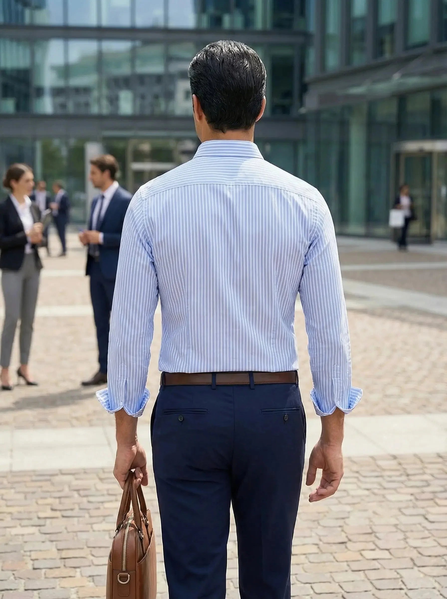 Nuana Tobias Herren Slim Fit Streifen Knopfhemd
