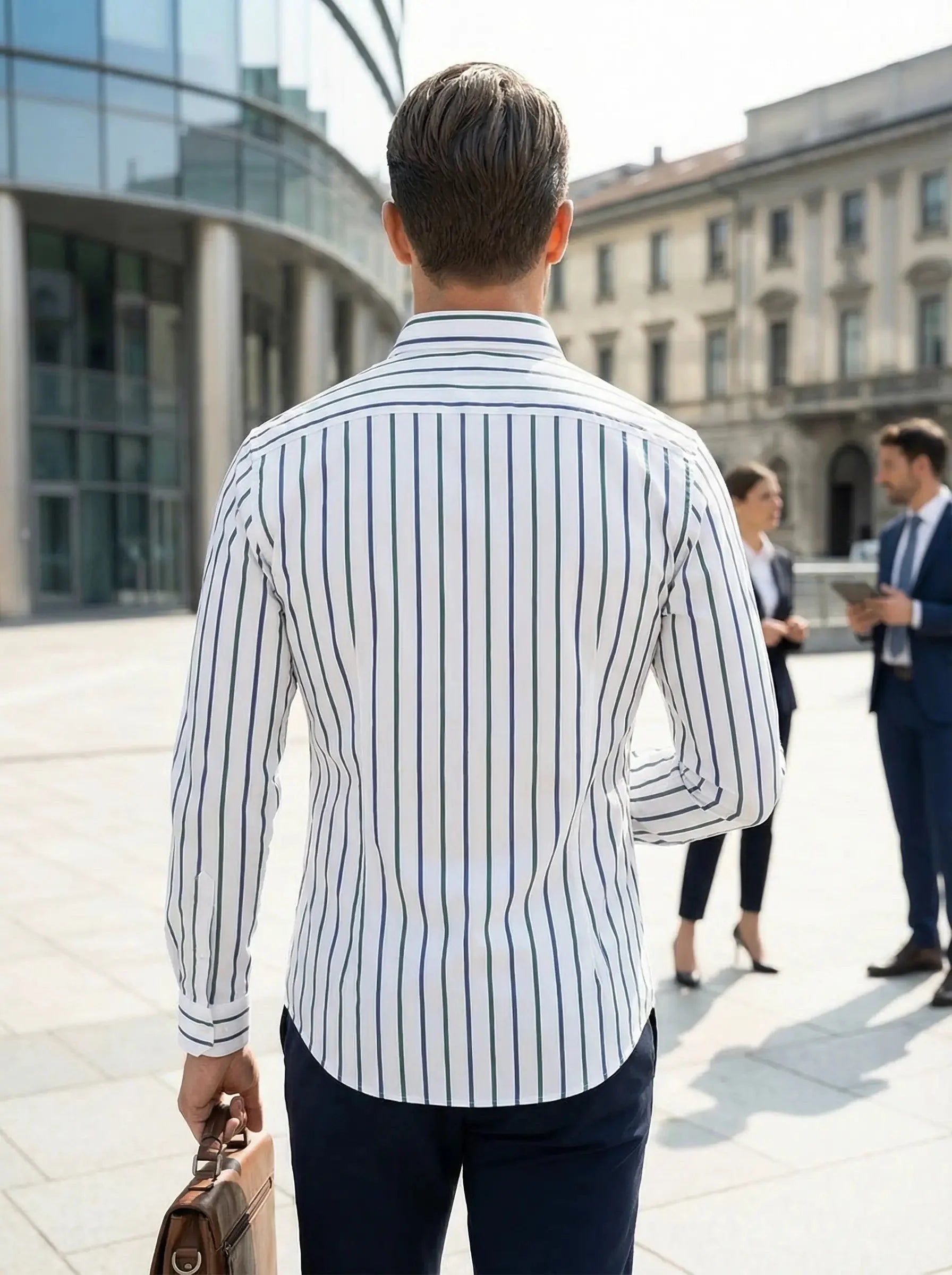 Nuana Tobias Herren Slim Fit Streifen Knopfhemd