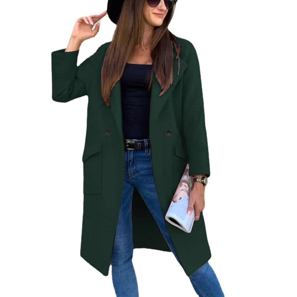 Nuana | Trenchcoat Damen Eleganter Doppelreihiger Mantel mit Reverskragen