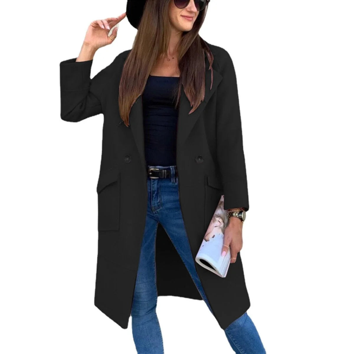Nuana | Trenchcoat Damen Eleganter Doppelreihiger Mantel mit Reverskragen