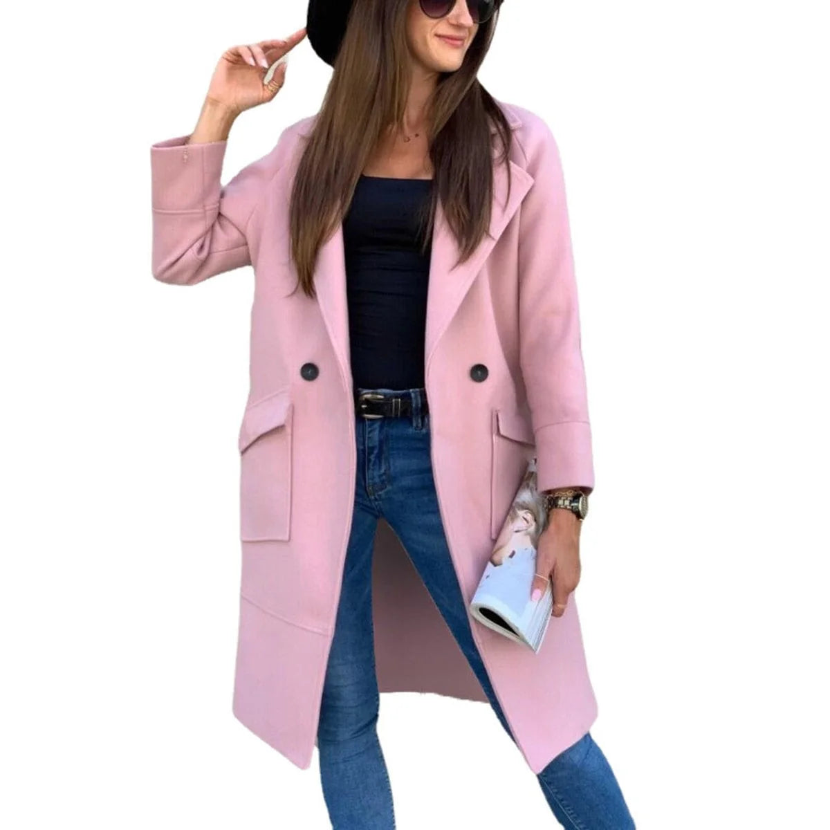 Nuana | Trenchcoat Damen Eleganter Doppelreihiger Mantel mit Reverskragen