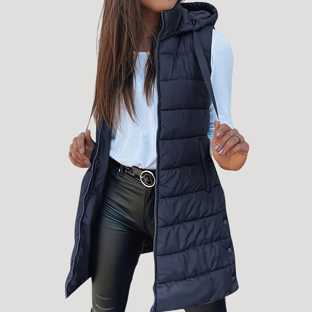Nuana | Winter Steppweste für Damen mit Kapuze