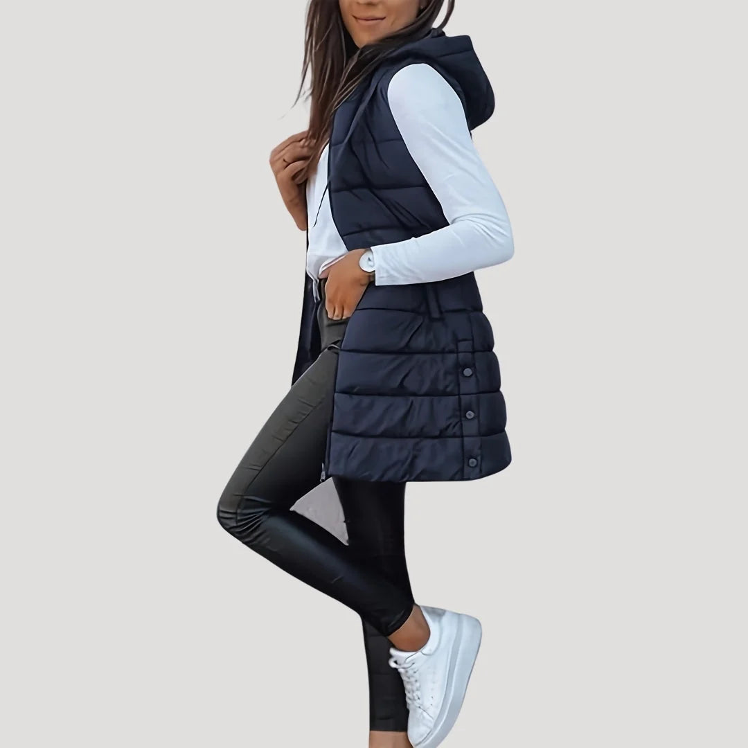 Nuana | Winter Steppweste für Damen mit Kapuze