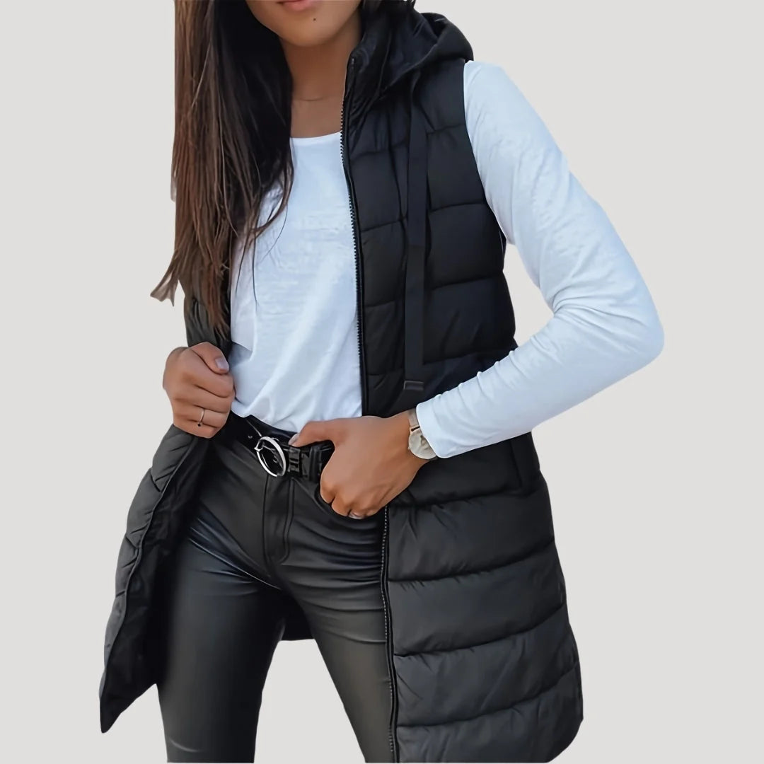 Nuana | Winter Steppweste für Damen mit Kapuze