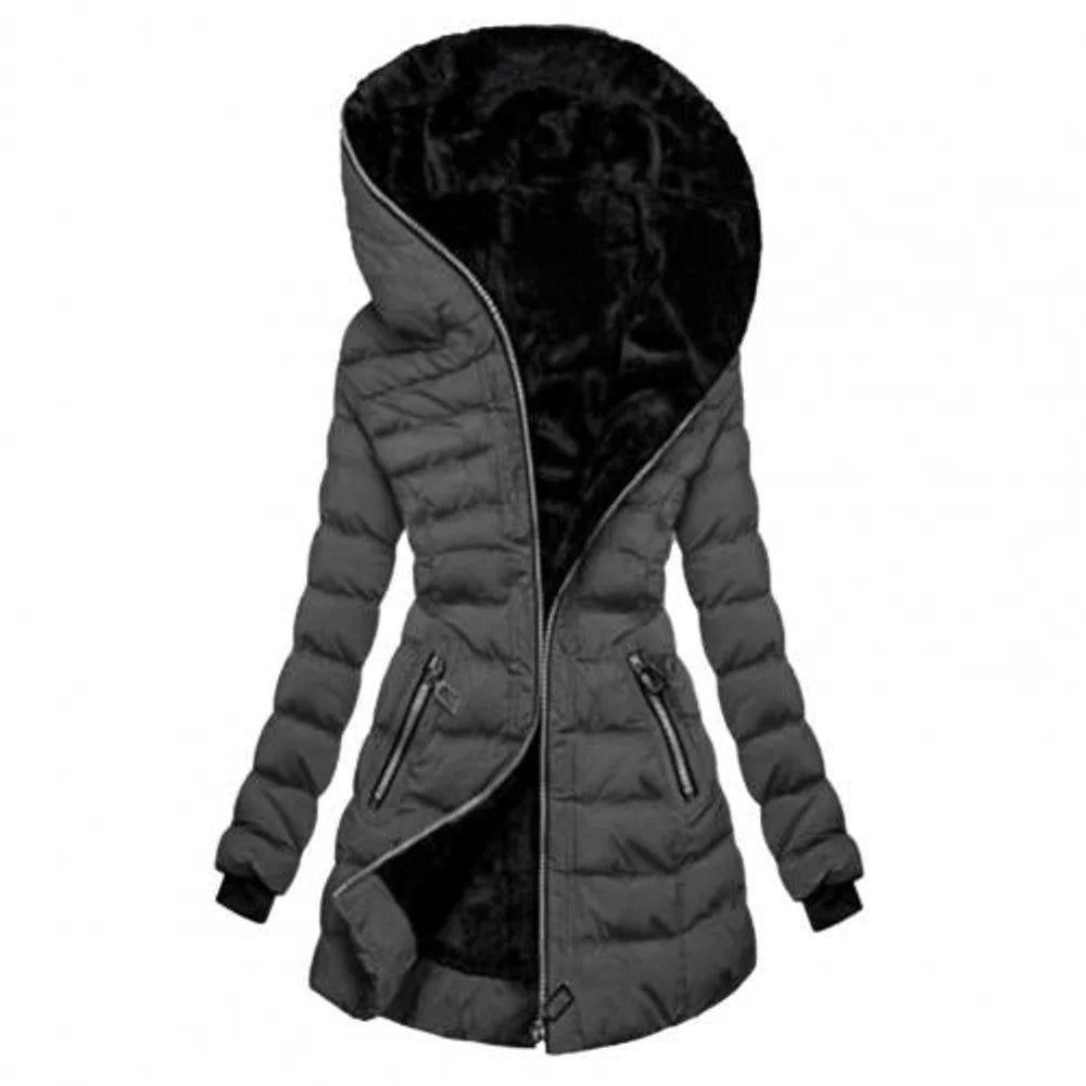 Nuana | Winterjacke Damen Lang Gesteppt Fleecegefüttert Reißverschluss
