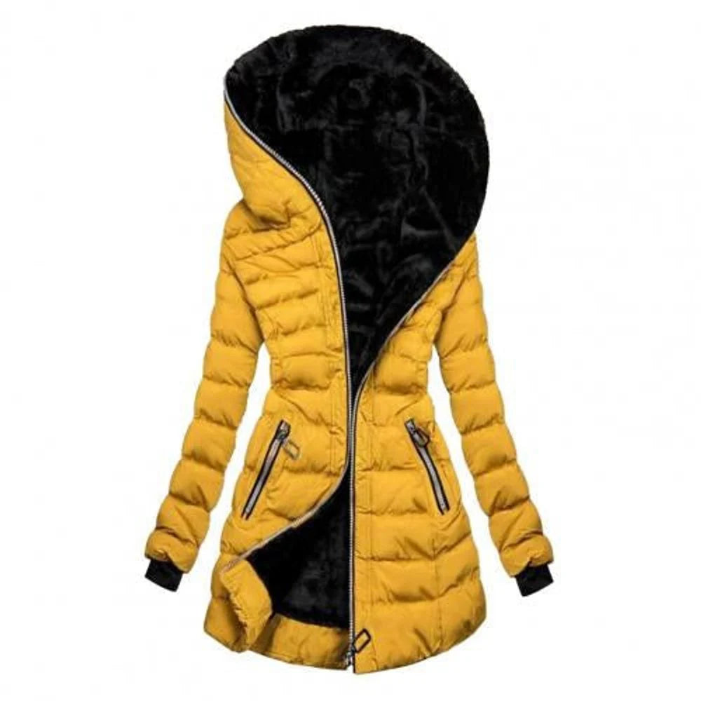 Nuana | Winterjacke Damen Lang Gesteppt Fleecegefüttert Reißverschluss