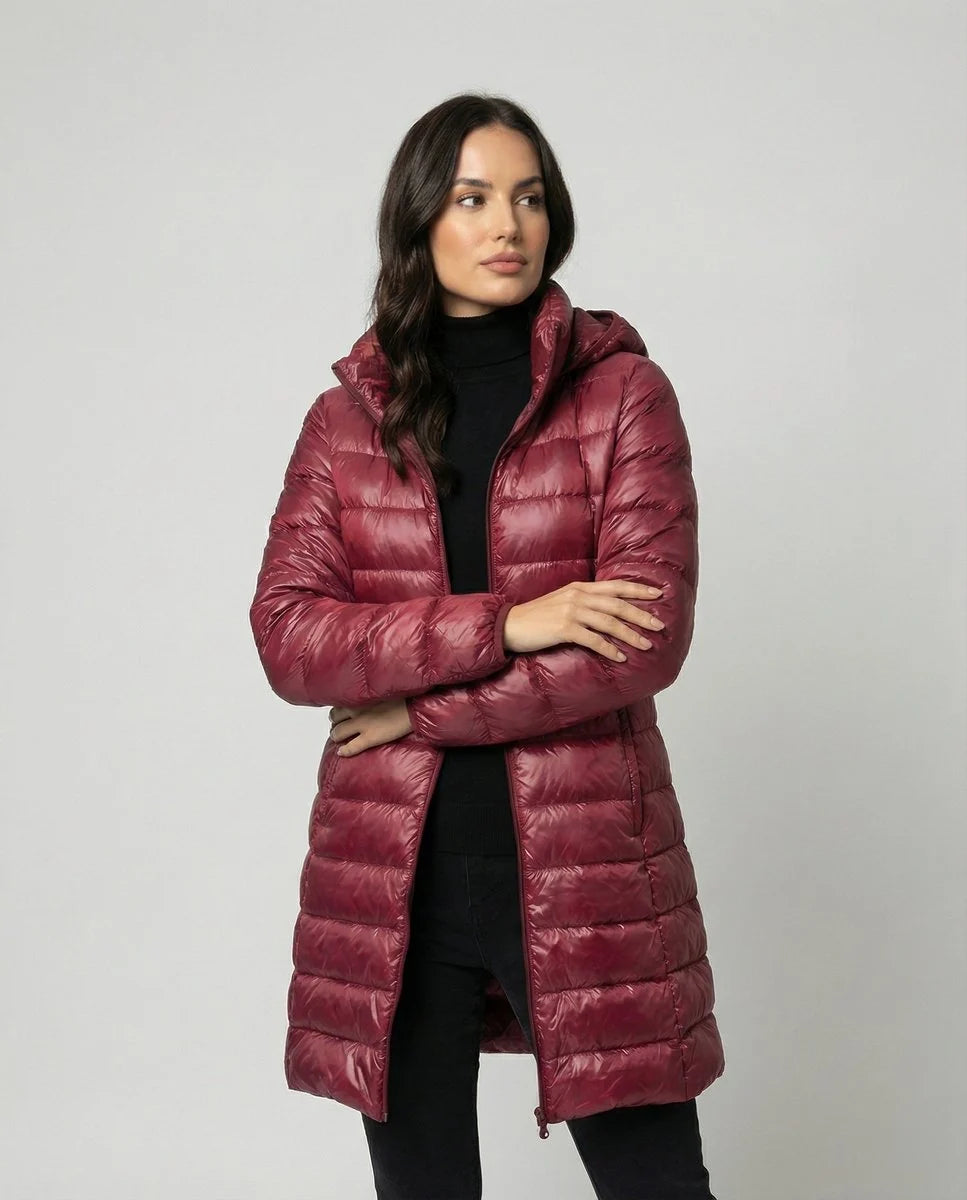 Nuana | Winterjacke Damen Ultraleichte Slim-Fit Daunenjacke mit Kapuze