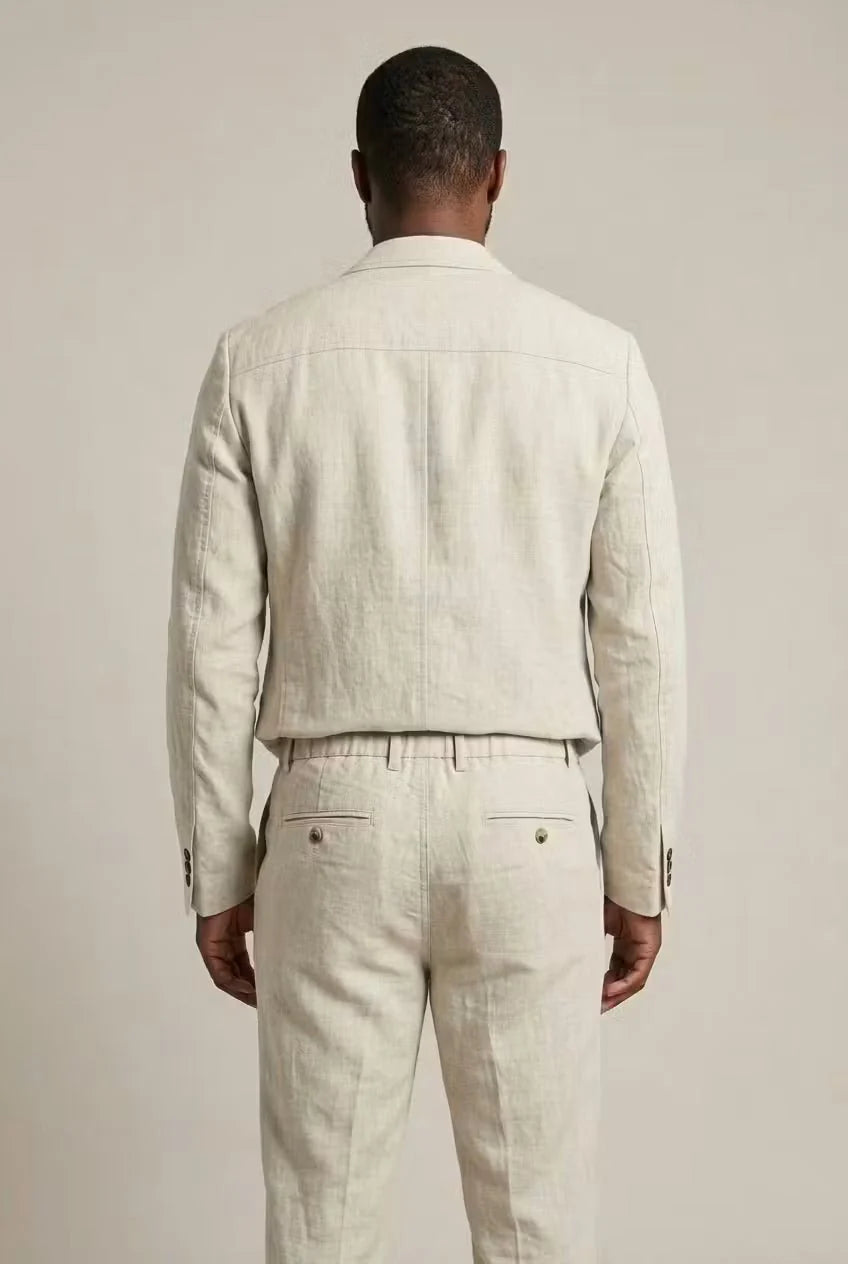Simon | Herren Leinen-Set mit Relaxter Passform aus Blazer und Hose