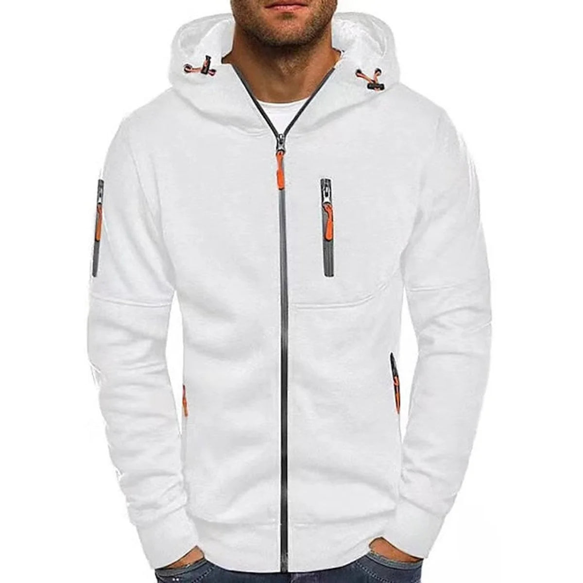 Simon | Herren Reißverschluss Kapuzenpullover Knit Sweater mit Kordelzug