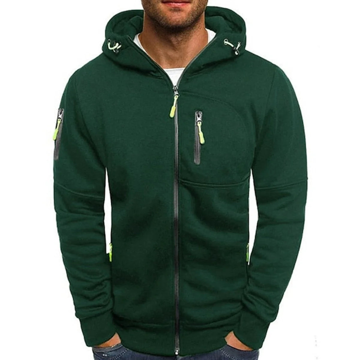 Simon | Herren Reißverschluss Kapuzenpullover Knit Sweater mit Kordelzug