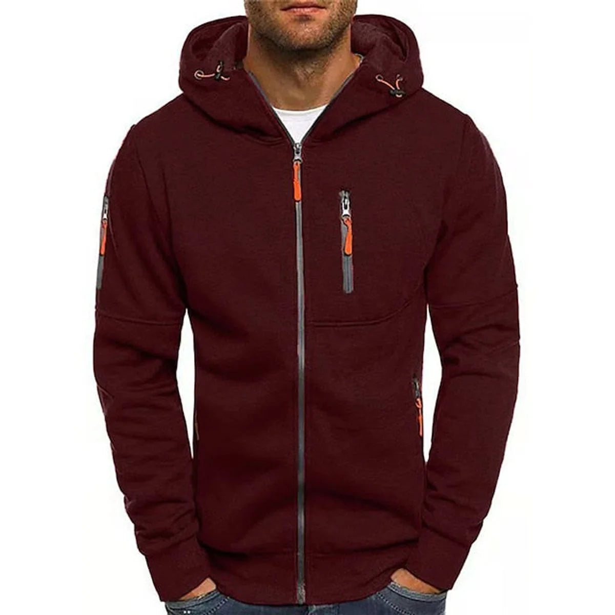 Simon | Herren Reißverschluss Kapuzenpullover Knit Sweater mit Kordelzug