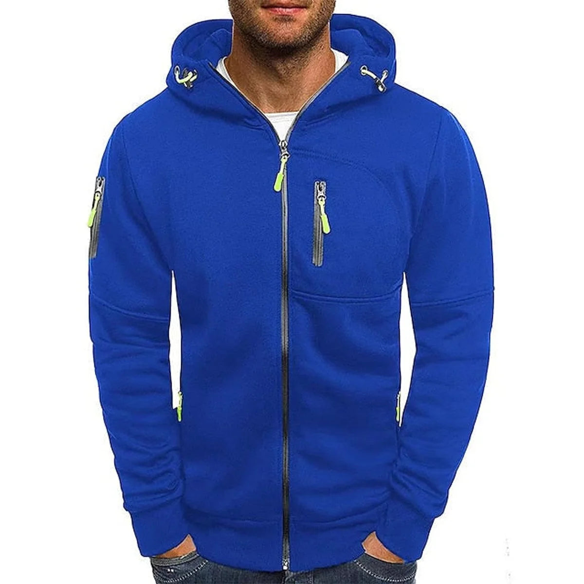 Simon | Herren Reißverschluss Kapuzenpullover Knit Sweater mit Kordelzug