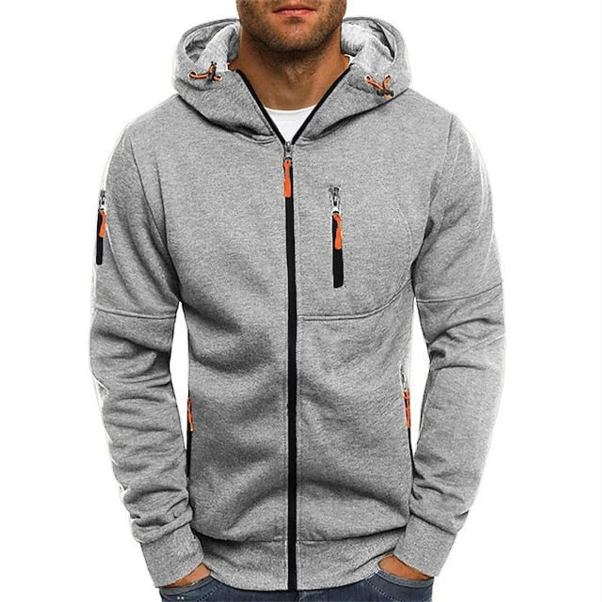 Simon | Herren Reißverschluss Kapuzenpullover Knit Sweater mit Kordelzug