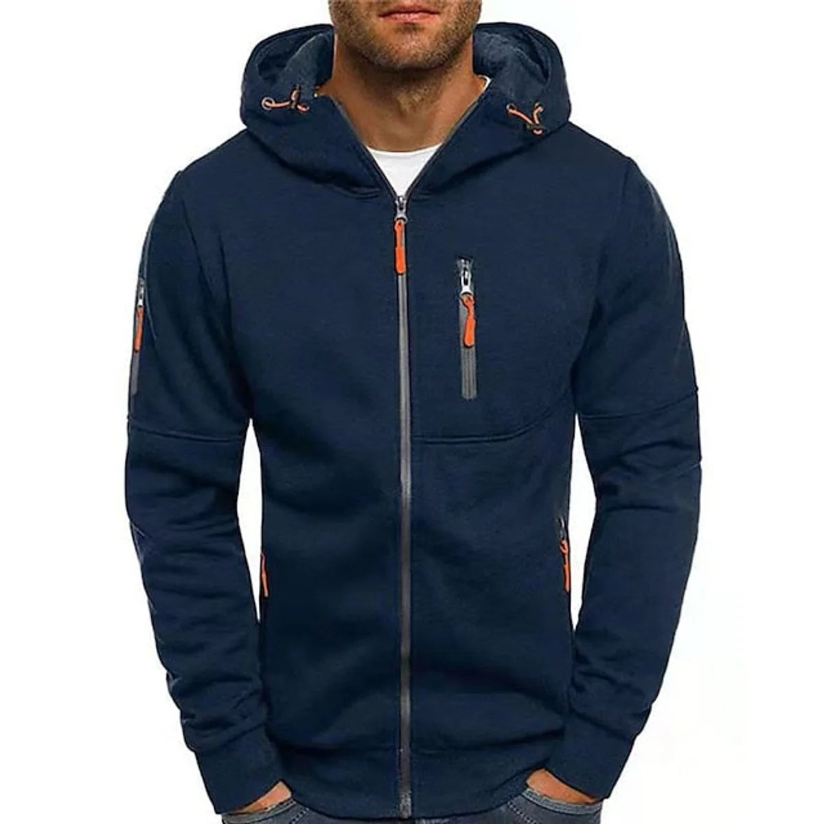 Simon | Herren Reißverschluss Kapuzenpullover Knit Sweater mit Kordelzug