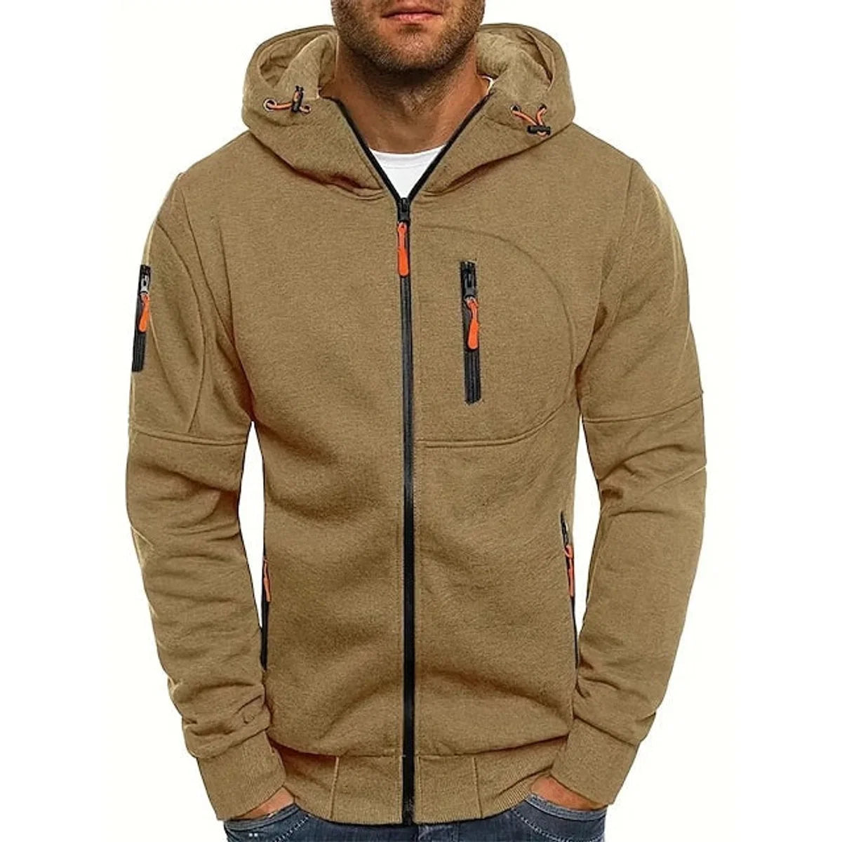 Simon | Herren Reißverschluss Kapuzenpullover Knit Sweater mit Kordelzug