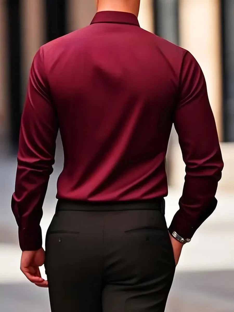 Stefan | Herren Slim-Fit Knitterfreies Langarm Business-Hemd