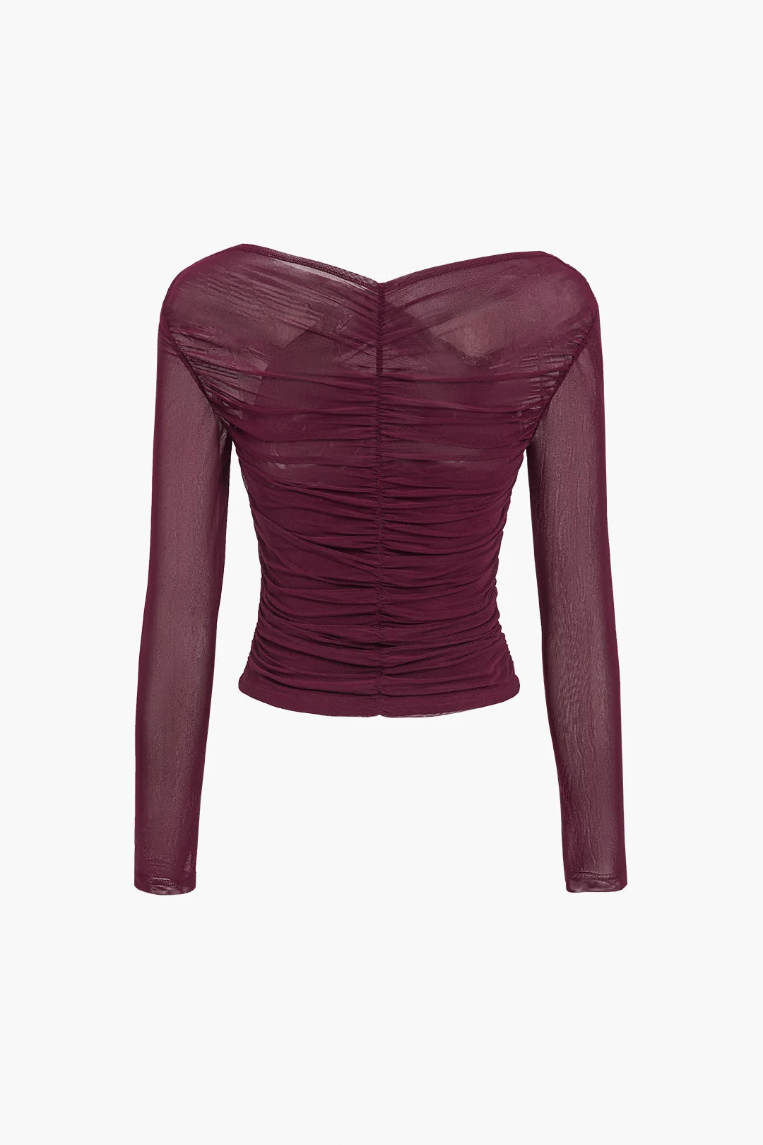 Susanne | Damen Mesh-Top mit Rüschen und langen Ärmeln
